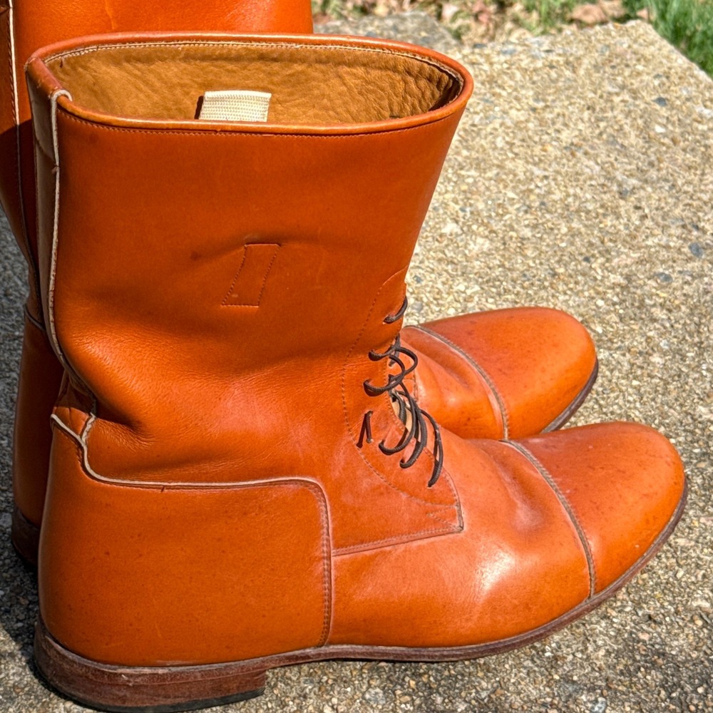 Der-Dau Field Boots Custom Handmade Leather Equestrian Riding Lace Up Cap Toe 12 - Picture 5 of 10
